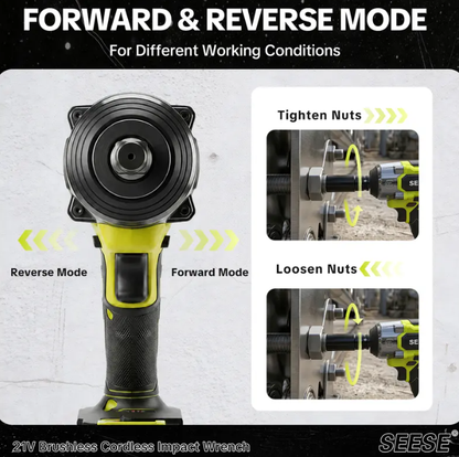SEESE 3-in-1 Cordless Impact Wrench | 590 FT-LBS Torque | 21V 2×4.0Ah Battery | LED, 9 Sockets, 8 Drills, 6 Bits & Case – Home & Auto Tire Lug Nut Ready