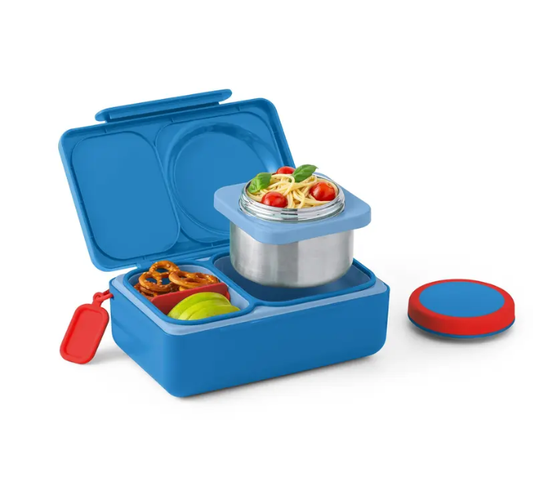 OmieBox UP Kids Insulated Lunch Box Set | 12 oz Stainless Steel Thermos, Ice Pack & Meal Prep Containers