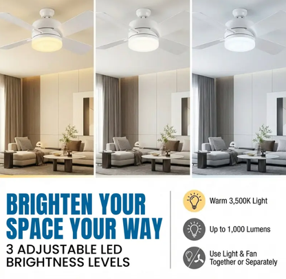 Screw-In Socket Ceiling Fan with Light | Remote Control, 1000 Lumens, 3 Speeds, No Wiring Needed