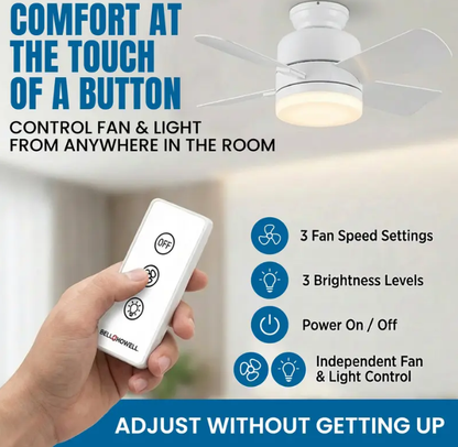 Screw-In Socket Ceiling Fan with Light | Remote Control, 1000 Lumens, 3 Speeds, No Wiring Needed