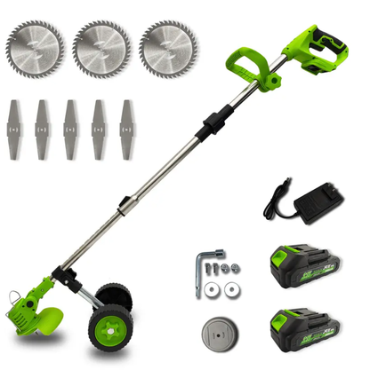 21V Cordless 3-in-1 Weed Wacker with Wheels – Lightweight Electric Lawn Trimmer