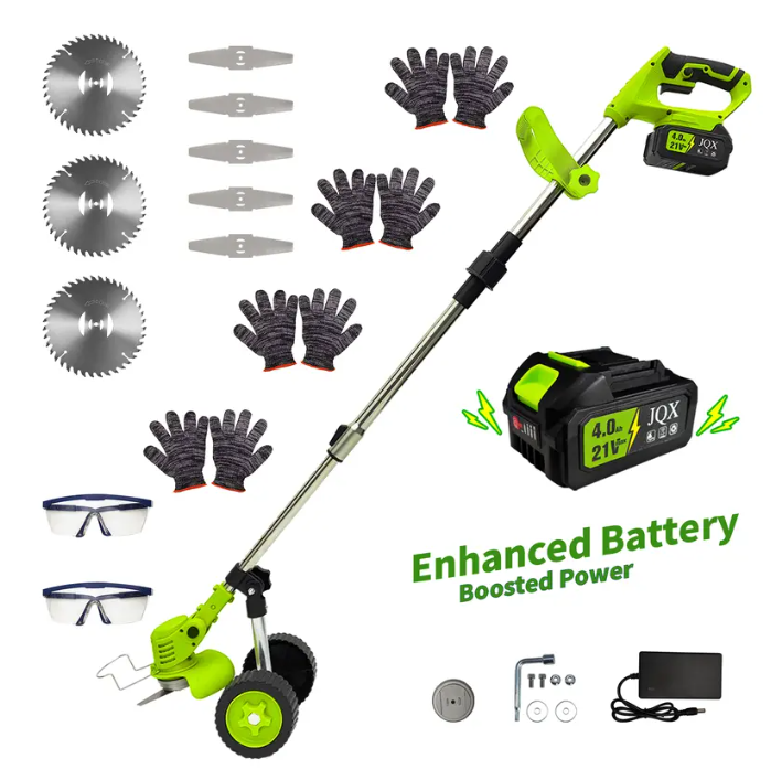 21V Cordless 3-in-1 Weed Wacker with Wheels – Lightweight Electric Lawn Trimmer