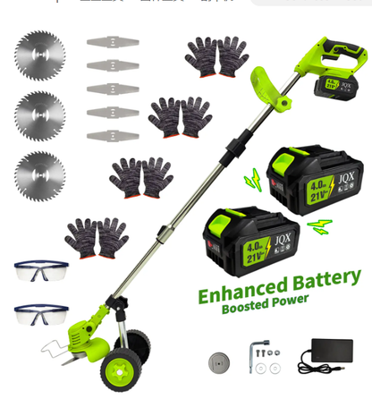 21V Cordless 3-in-1 Weed Wacker with Wheels – Lightweight Electric Lawn Trimmer
