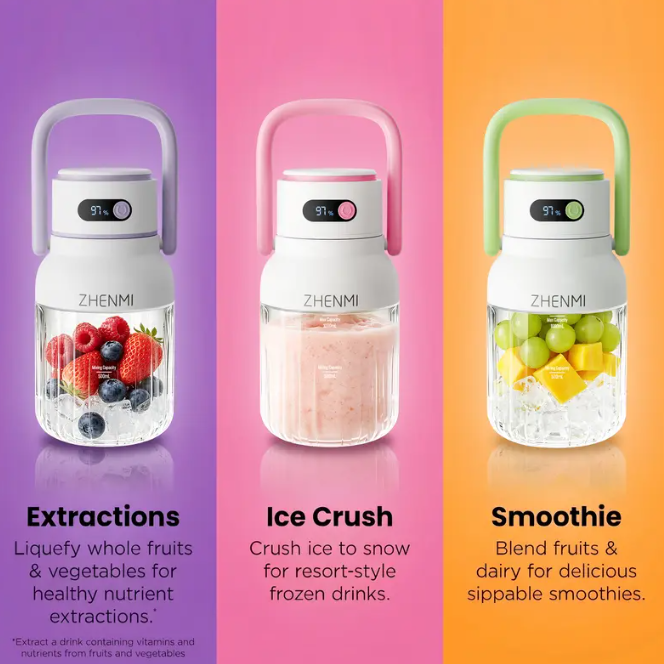 USB Rechargeable Cordless Blender 33oz | BPA-Free, Ice Crushing Personal Blender for Smoothies, Shakes & Healthy Drinks