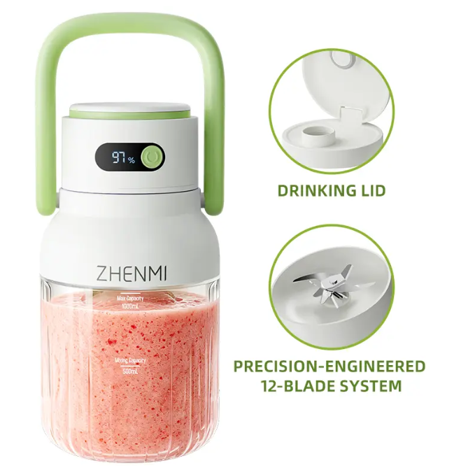 USB Rechargeable Cordless Blender 33oz | BPA-Free, Ice Crushing Personal Blender for Smoothies, Shakes & Healthy Drinks